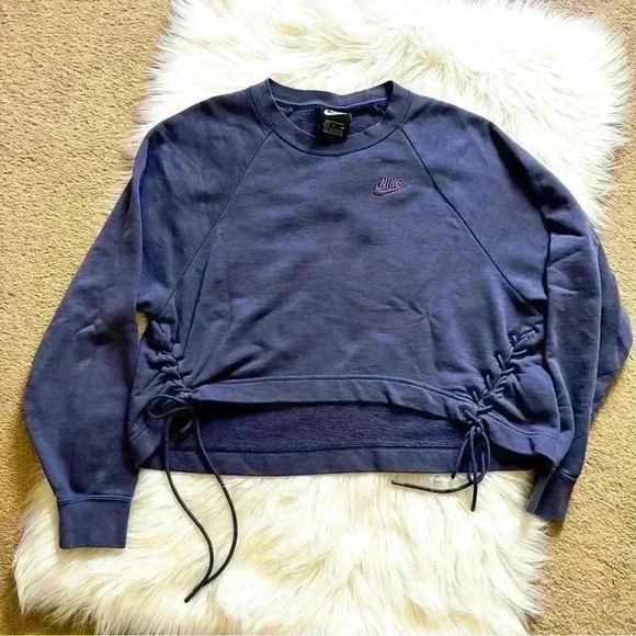 Nike Crewneck Cropped Pullover Sweatshirt with Side Laceup Small - Picture 1 of 4